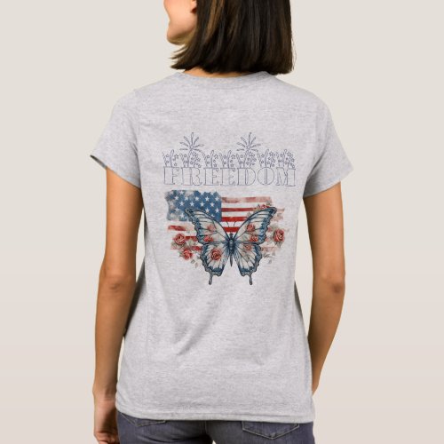 Freedom Butterfly with USA Flag T_Shirt