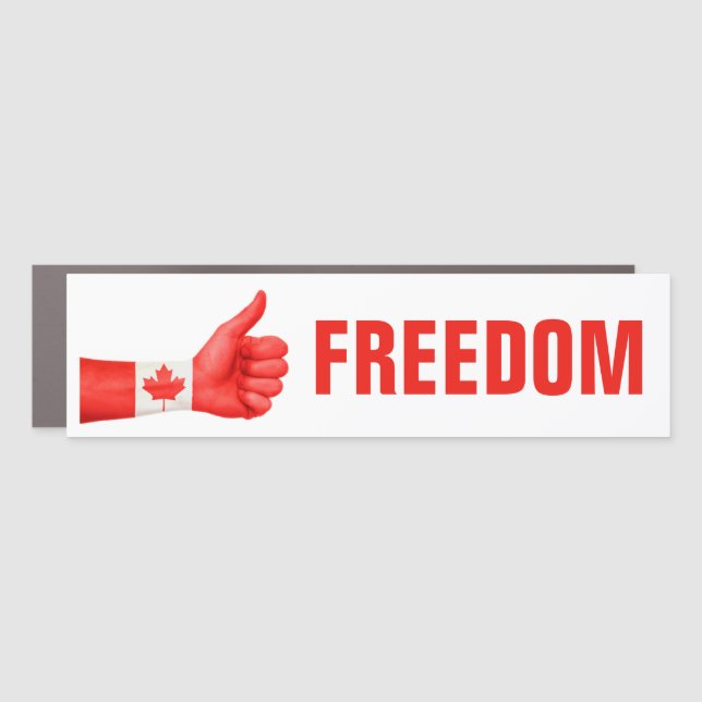 Freedom Canadian Flag Thumbs Up Car Magnet (Front)