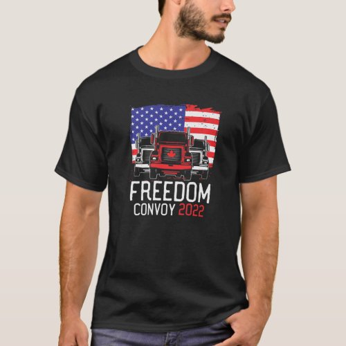 Freedom Convoy 2022 American Flag Truckers Mandate T_Shirt
