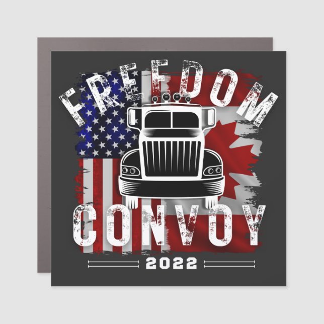 Freedom Convoy 2022 Canadian American Truckers Car Magnet (Front)