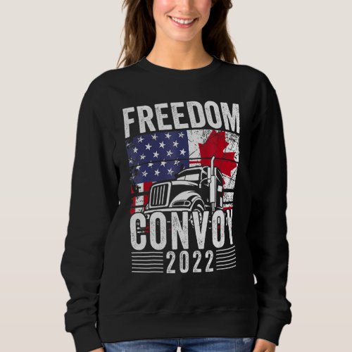 Freedom Convoy 2022 Canadian Trucker Us Flag Maple Sweatshirt