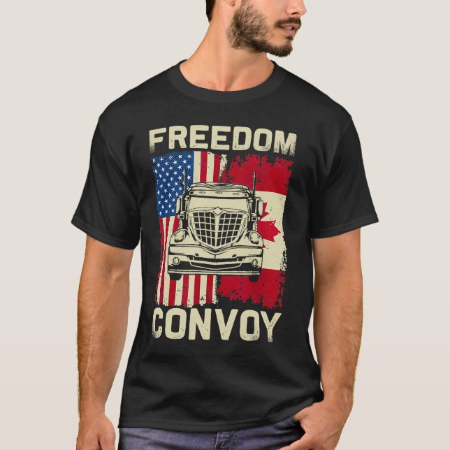 Freedom Convoy 2022 Support Canadian Truckers Mand T-Shirt (Front)