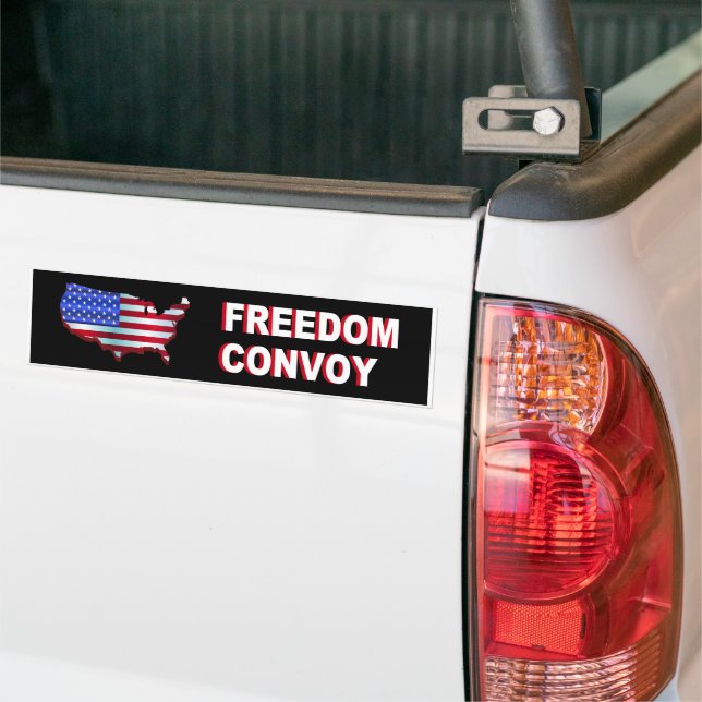 Freedom Convoy USA Flag Bumper Sticker (On Truck)
