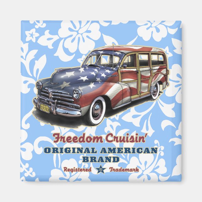 Freedom Cruisin' Hawaiian Patriotic Magnets (Front)