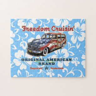 Freedom Crusin' Hawaiian Woody Design Jigsaw Puzzle