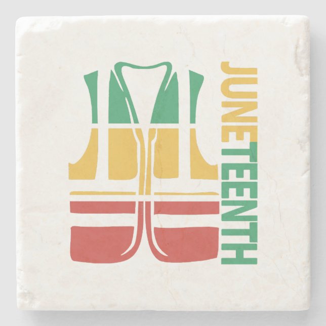 Freedom Day Vest Coworker Swagazon Associate Junet Stone Coaster (Front)