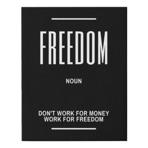 FREEDOM Definition Quote Faux Canvas Print