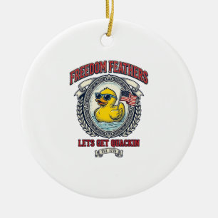 Freedom Duck Vintage Patriotic Humor Ceramic Ornament