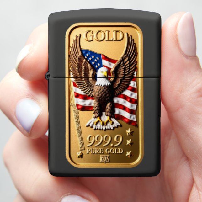 Freedom Eagle American Flag Bullion Zippo Lighter (In Hand)