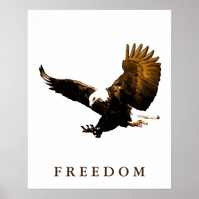 Freedom Eagle Motivational Brown Pop Art Poster (Front)