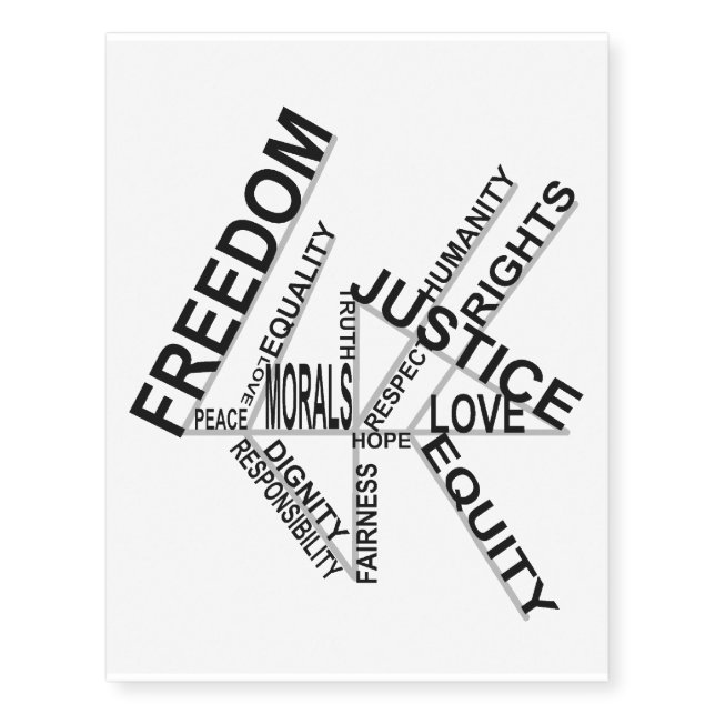 Freedom Equality Justice Temporary Tattoo (Front)