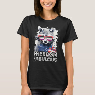 Freedom Fabulous  Raccoon Asexual Sunglasses Flag T-Shirt