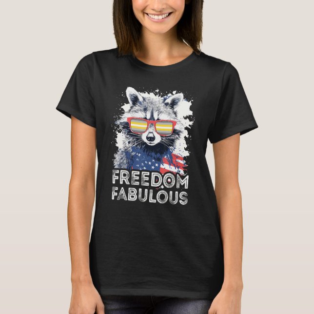 Freedom Fabulous  Raccoon Demigender Sunglasses Fl T-Shirt (Front)