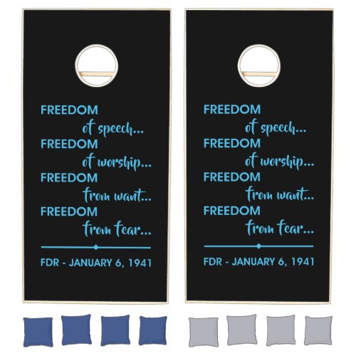 FREEDOM FDR QUOTE CORNHOLE SET