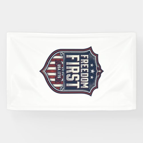 Freedom First USA 1776 Patriotic Shield T-Shirt De Banner