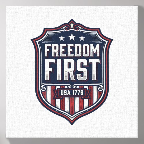 Freedom First USA 1776 Patriotic Shield T-Shirt De Canvas Photo Tile