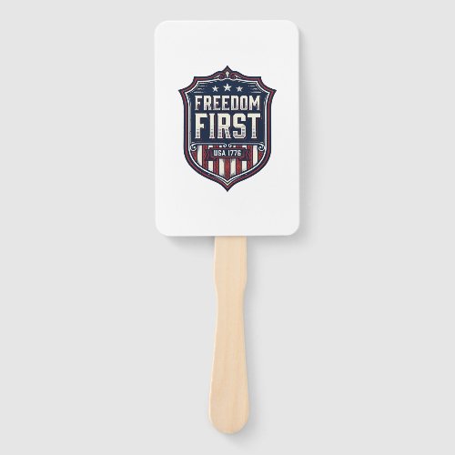 Freedom First USA 1776 Patriotic Shield T-Shirt De Hand Fan