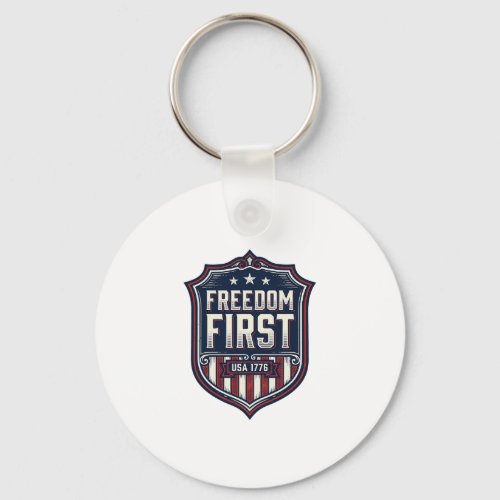 Freedom First USA 1776 Patriotic Shield T-Shirt De Keychain