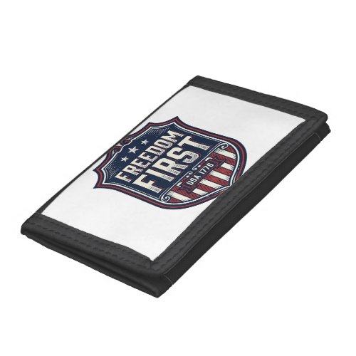 Freedom First USA 1776 Patriotic Shield T-Shirt De Trifold Wallet
