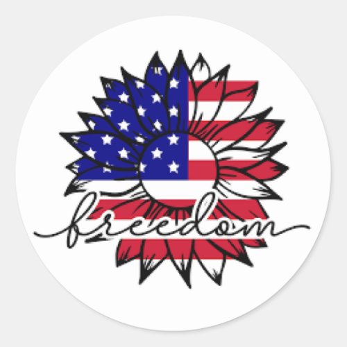 Freedom Flower Classic Round Sticker
