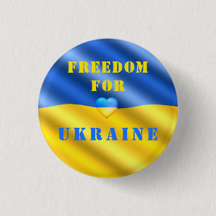 Freedom For Ukraine Button Support Ukrainian Flag