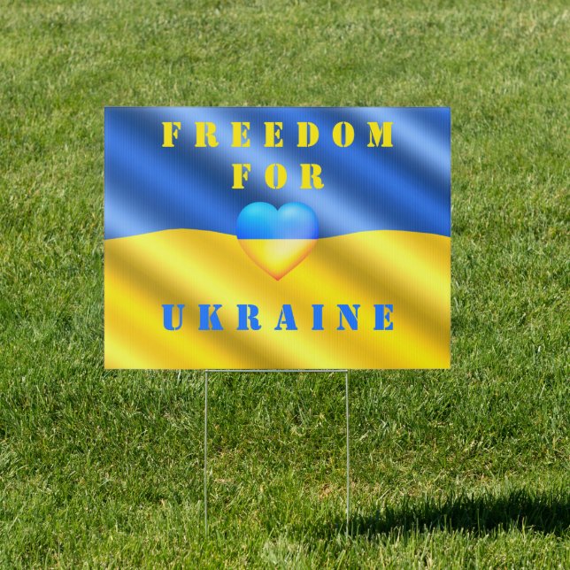 Freedom For Ukraine - Ukrainian Flag Peace Support Sign (Insitu)