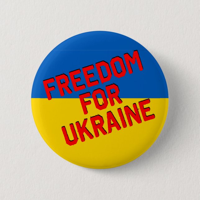 FREEDOM FOR UKRAINE with Flag Pinback Button (Front)