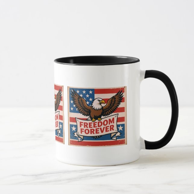 Freedom Forever  American Flag Bald Eagle Mug (Right)