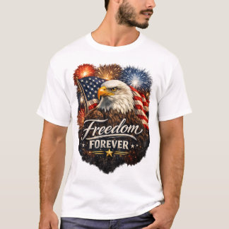 Freedom Forever – Realistic Bald Eagle 4th of July T-Shirt