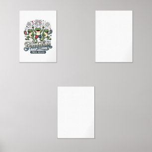 Freedom Frog Squad Vintage Patriotic Shirt Design_ Wall Art Sets