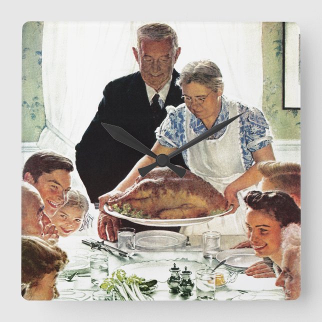 Freedom From Want Square Wall Clock (Front)