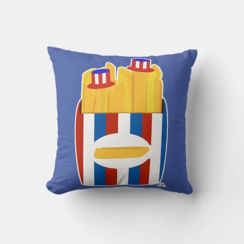 Freedom Fry Funny Art American Fun Cartoon Throw Pillow