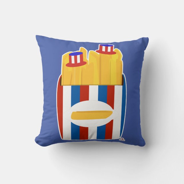 Freedom Fry Funny Art American Fun Cartoon Throw Pillow (Front)