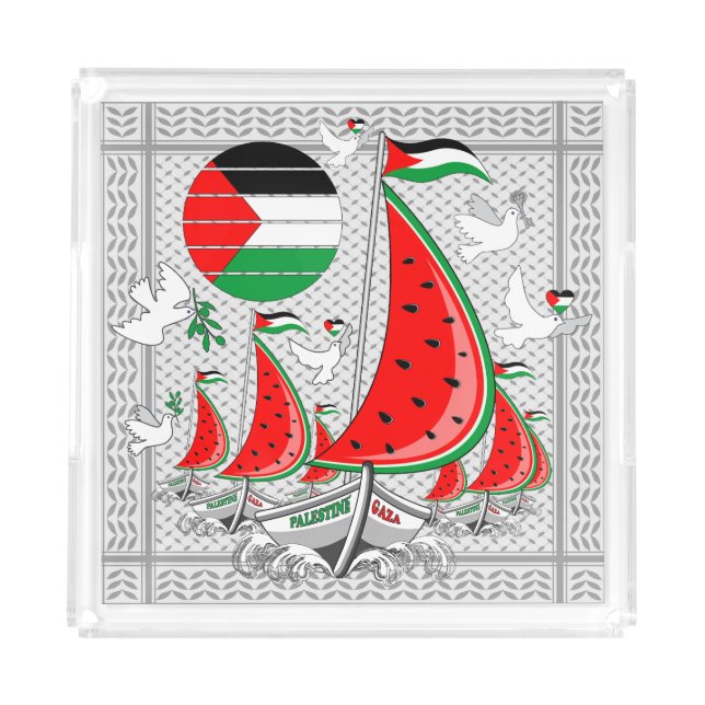 Freedom Global Sumud Flotilla Boats to Gaza Acrylic Tray (Front)