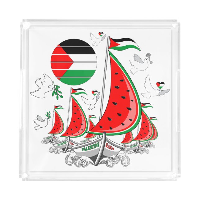 Freedom Global Sumud Flotilla Boats to Gaza Acrylic Tray (Front)