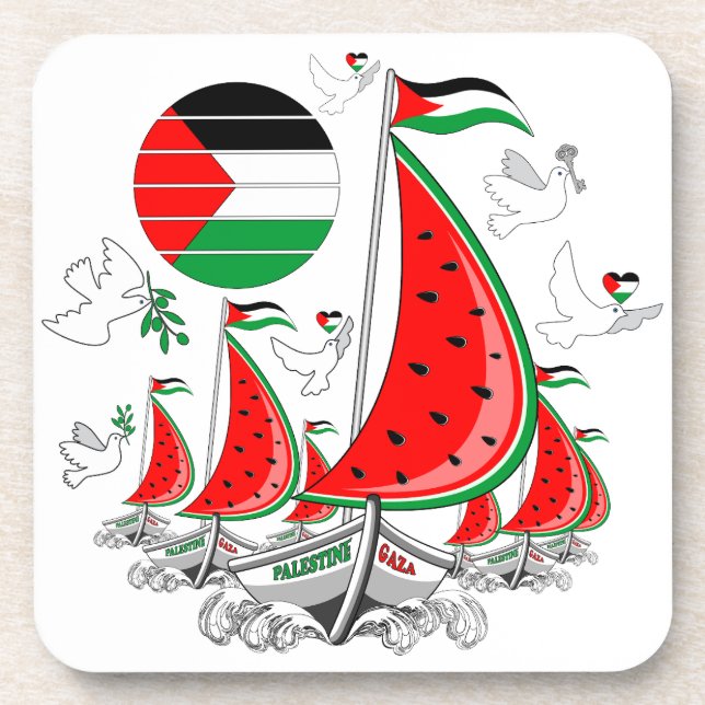 Freedom Global Sumud Flotilla Boats to Gaza Beverage Coaster (Front)