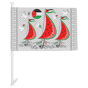 Freedom Global Sumud Flotilla Boats to Gaza Car Flag