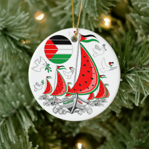 Freedom Global Sumud Flotilla Boats to Gaza Ceramic Ornament