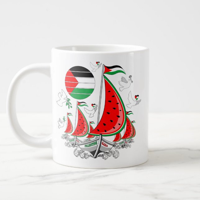 Freedom Global Sumud Flotilla Boats to Gaza Giant Coffee Mug (Left)