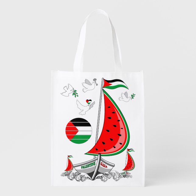 Freedom Global Sumud Flotilla Boats to Gaza Grocery Bag (Front)