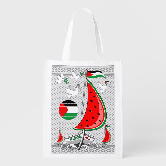 Freedom Global Sumud Flotilla Boats to Gaza Grocery Bag (Front)
