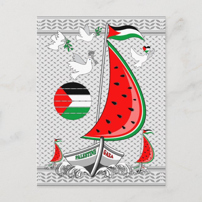 Freedom Global Sumud Flotilla Boats to Gaza Invitation Postcard (Front)