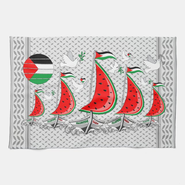 Freedom Global Sumud Flotilla Boats to Gaza Kitchen Towel (Horizontal)