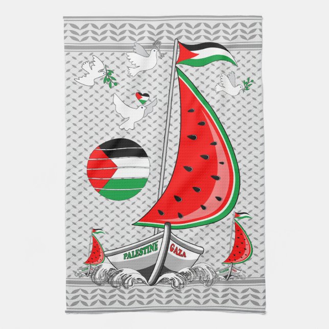 Freedom Global Sumud Flotilla Boats to Gaza Kitchen Towel (Vertical)
