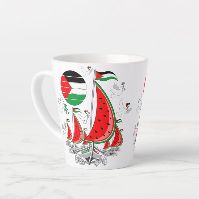 Freedom Global Sumud Flotilla Boats to Gaza Latte Mug (Left Angle)