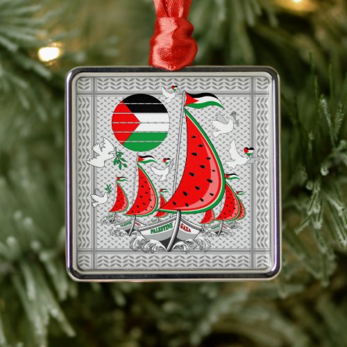 Freedom Global Sumud Flotilla Boats to Gaza Metal Ornament