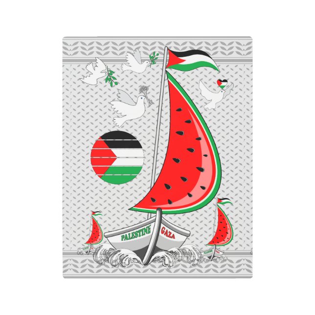 Freedom Global Sumud Flotilla Boats to Gaza Metal Print (Front)