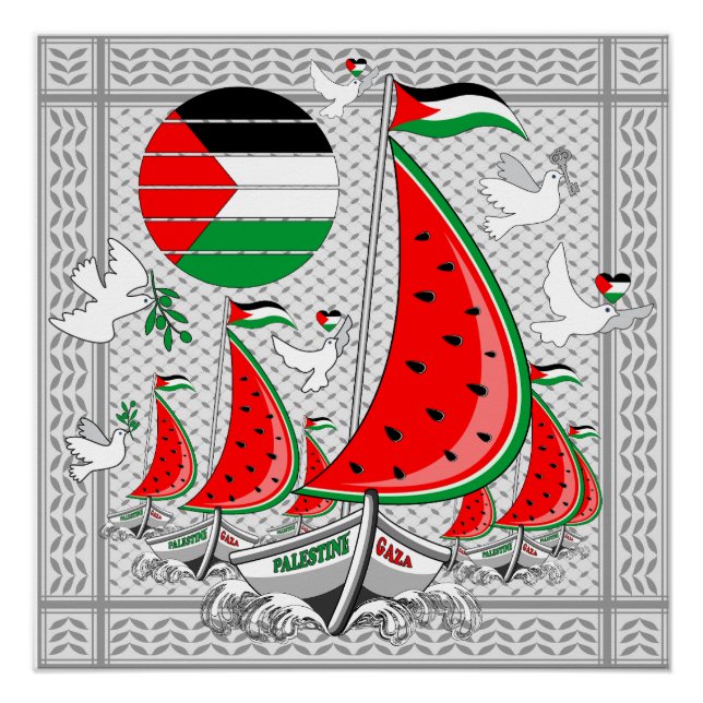 Freedom Global Sumud Flotilla Boats to Gaza Poster (Front)