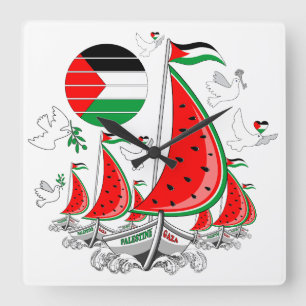 Freedom Global Sumud Flotilla Boats to Gaza Square Wall Clock