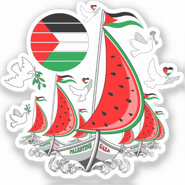Freedom Global Sumud Flotilla Boats to Gaza Sticker (Front)